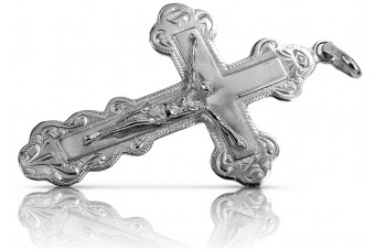 "Elegant 14K White Gold Orthodox Cross Pendant Jewelry" oc013w