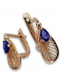 Vintage silver rose gold plated 925 sapphire earrings vec067 Vintage