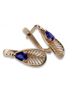 Vintage silver rose gold plated 925 sapphire earrings vec067 Vintage