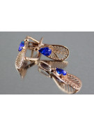 Vintage silver rose gold plated 925 sapphire earrings vec067 Vintage