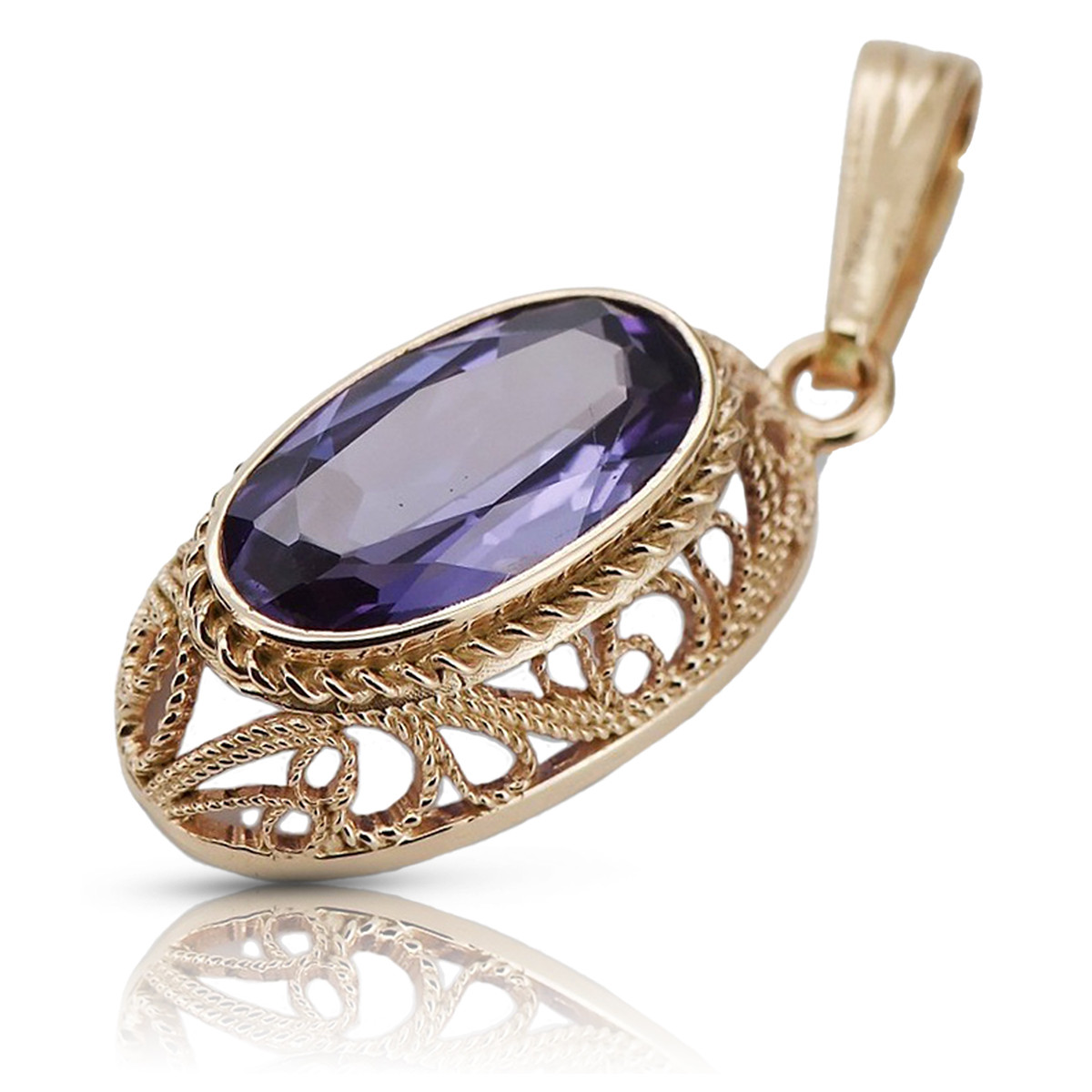 "Classic Vintage 14K Rose Gold Pendant with Alexandrite - Original Collection vpc017" Vintage