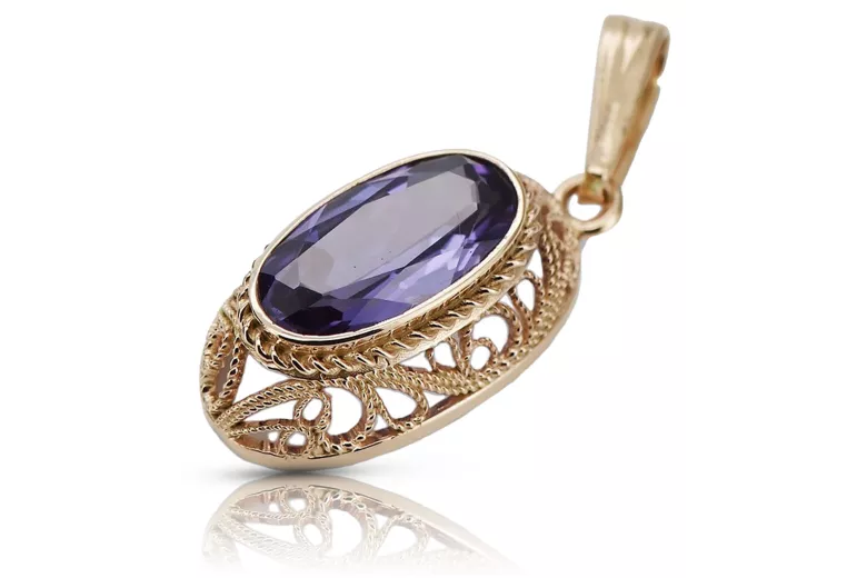 "Classic Vintage 14K Rose Gold Pendant with Alexandrite - Original Collection vpc017" Vintage