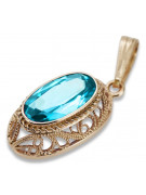 "Aquamarine Adorned 14K Rose Gold Pendant - Vintage Original vpc014" Vintage