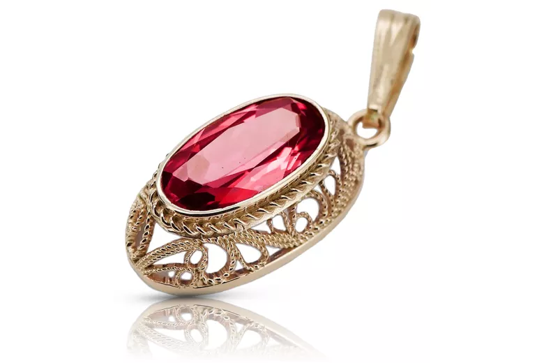 "Original Vintage Ruby Pendant, Exquisite 14k Rose Gold Design vpc014" Vintage