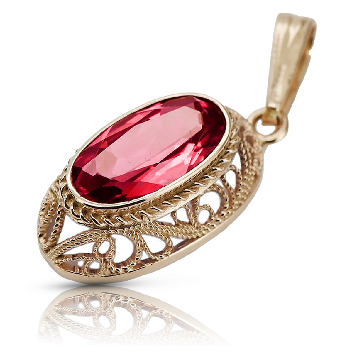 "Original Vintage Ruby Pendant, Exquisite 14k Rose Gold Design vpc014" Vintage