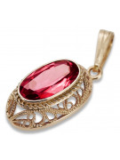 Or rose 14 carats 585 et rubis : pendentif d'époque vpc014. Vintage