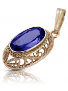 "Classic Vintage 14K Rose Gold Pendant Adorned with Sapphire VPC014" Vintage