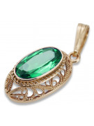 "Luxurious 14K Rose Gold Emerald Pendant - Authentic Vintage Style vpc014" Vintage