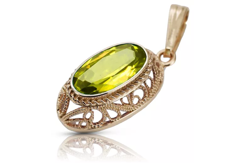 Medalion splendid vintage din aur roz de 14k cu peridot, referință vpc017 Vintage