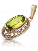 Colgante Único de Peridoto y Oro Rosa de 14k estilo Antiguo. vpc014