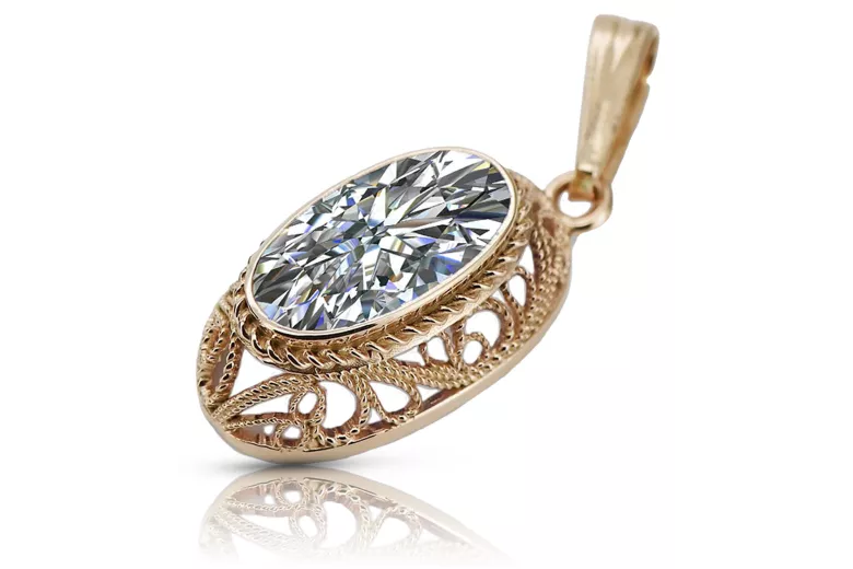 "Vintage 14K Rose Gold Pendant with Zircon Sparkle - VPC014" Vintage