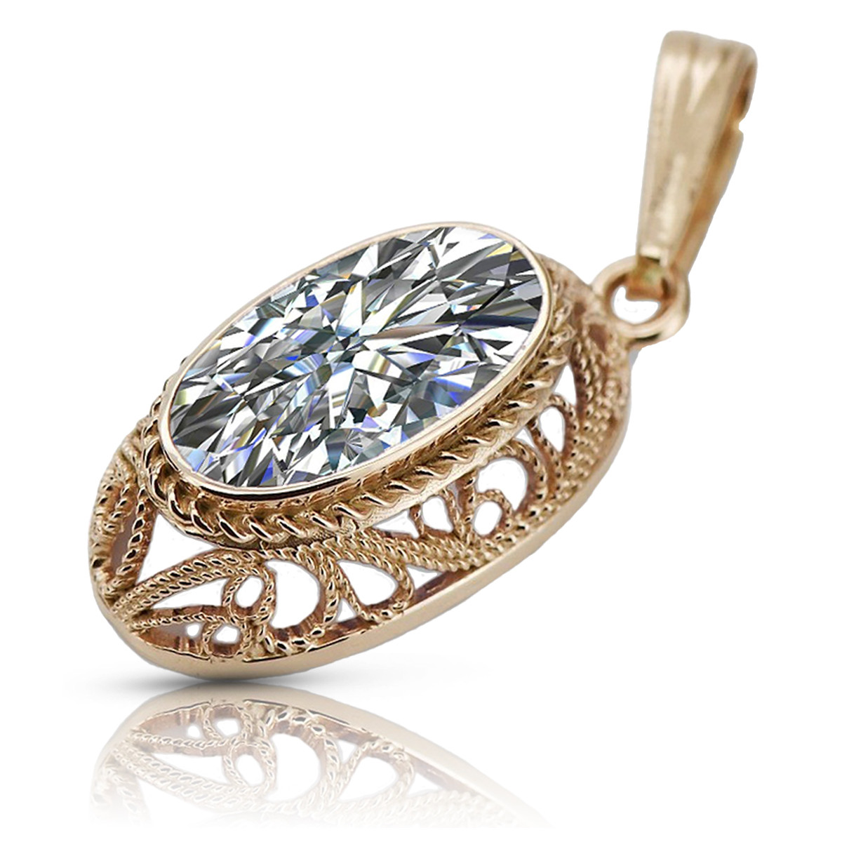 "Vintage 14K Rose Gold Pendant with Zircon Sparkle - VPC014" Vintage