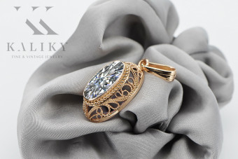 Elegancki Wisiorek Vintage z Cyrkoniami, Różowe Złoto 14k 585 vpc014 Vintage