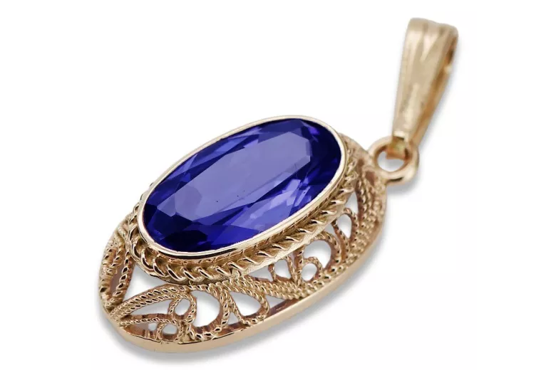 Vintage rose gold plated silver 925 sapphire pendant vpc014rp Vintage