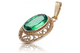 Vintage rose gold plated silver 925 emerald pendant vpc014rp Vintage