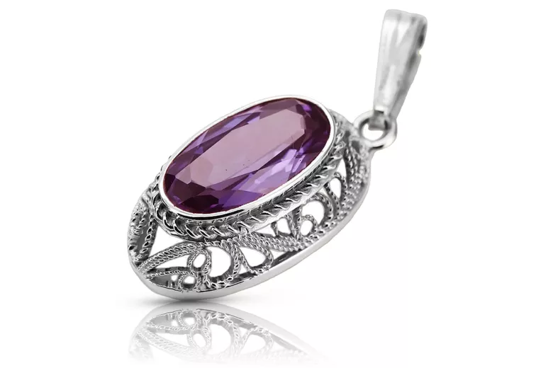 Soviet silver 925 pendant with amethyst vpc014s Vintage