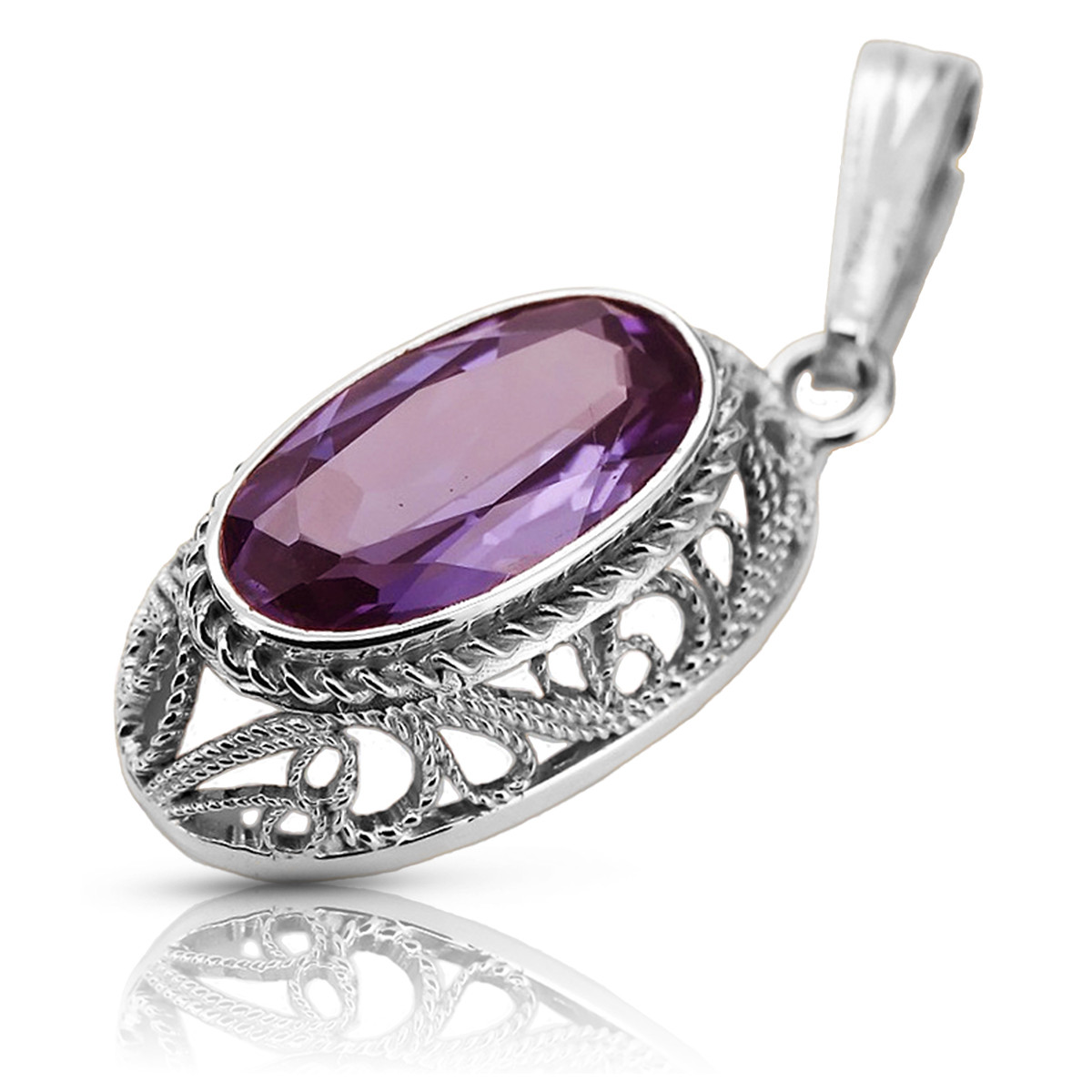 Soviet silver 925 pendant with amethyst vpc014s Vintage