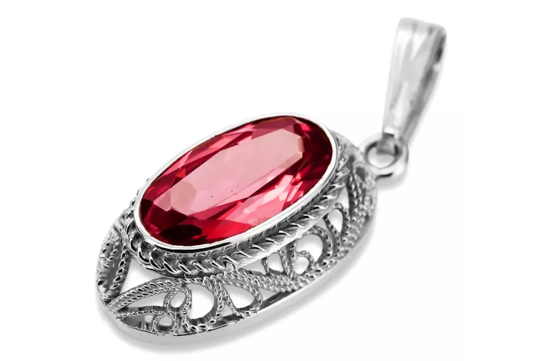 Soviet silver 925 pendant with ruby vpc014s Vintage