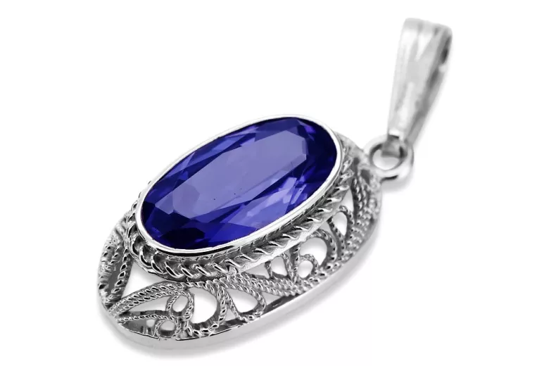 Soviet silver 925 pendant with sapphire vpc014s Vintage