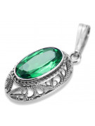 Soviet silver 925 pendant with emerald vpc014s Vintage