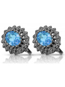 Elegant 14K White Gold Earring Set with Brilliant Aquamarine vec125w