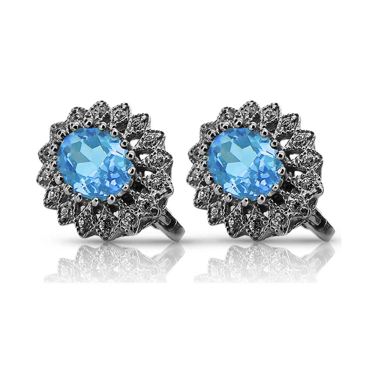 Elegant 14K White Gold Earring Set with Brilliant Aquamarine vec125w