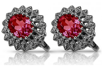 "14K White Gold 585 Ruby Ring VEC125W" Vintage