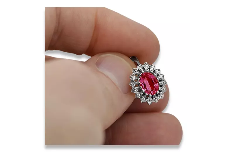 "14K White Gold 585 Ruby Ring VEC125W" Vintage