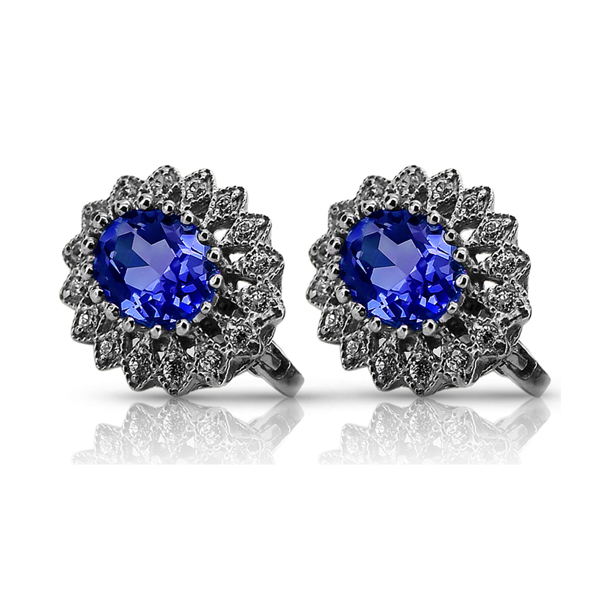 Timeless 14K White Gold Earrings Adorned with Brilliant Sapphires vec125w