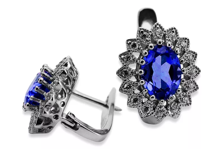 Timeless 14K White Gold Earrings Adorned with Brilliant Sapphires vec125w