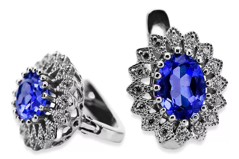 Timeless 14K White Gold Earrings Adorned with Brilliant Sapphires vec125w