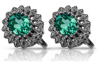 Chic 14K White Gold Earrings with Emerald Accents vec125w