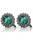 Chic 14K White Gold Earrings with Emerald Accents vec125w