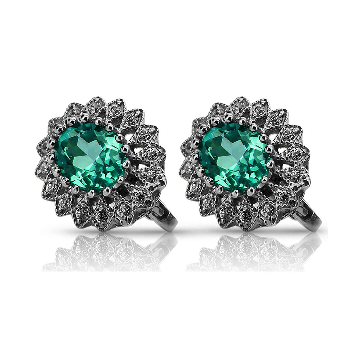 Chic 14K White Gold Earrings with Emerald Accents vec125w