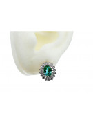 Chic 14K White Gold Earrings with Emerald Accents vec125w