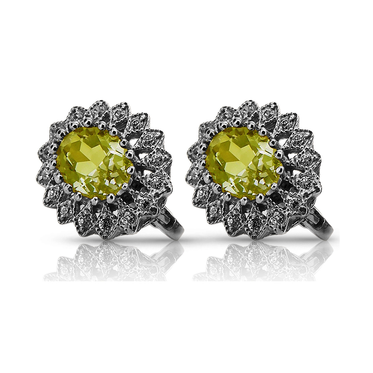 "Sophisticated 14K White Gold Yellow Peridot Drops VEC125W" Vintage