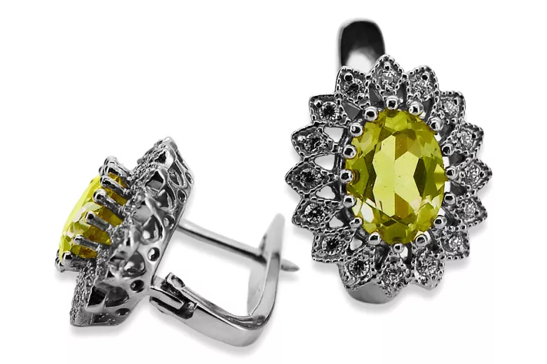 "Sophisticated 14K White Gold Yellow Peridot Drops VEC125W" Vintage