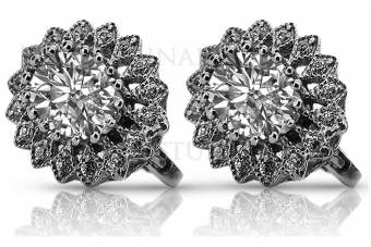 Boucles d'oreilles luxueuses en Or blanc 14 carats, Réglag 585 vec125w Vintage