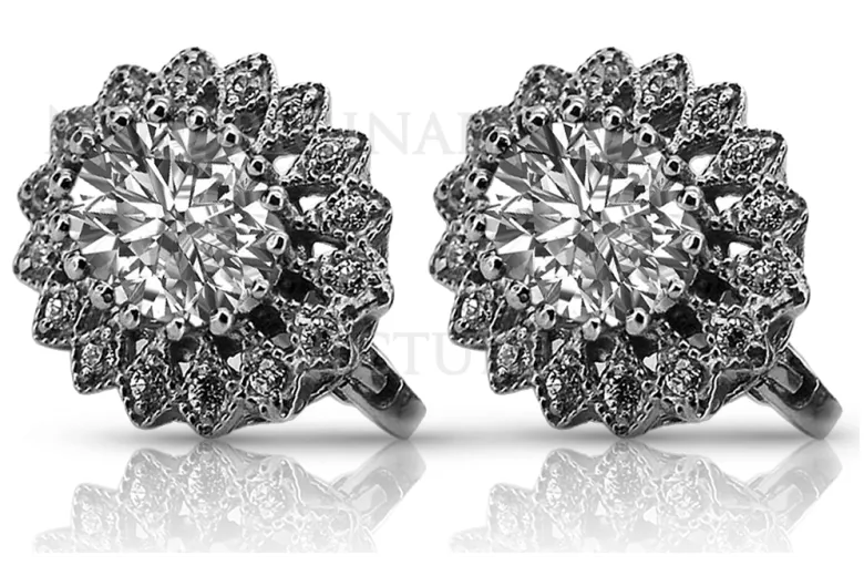 Boucles d'oreilles luxueuses en Or blanc 14 carats, Réglag 585 vec125w Vintage