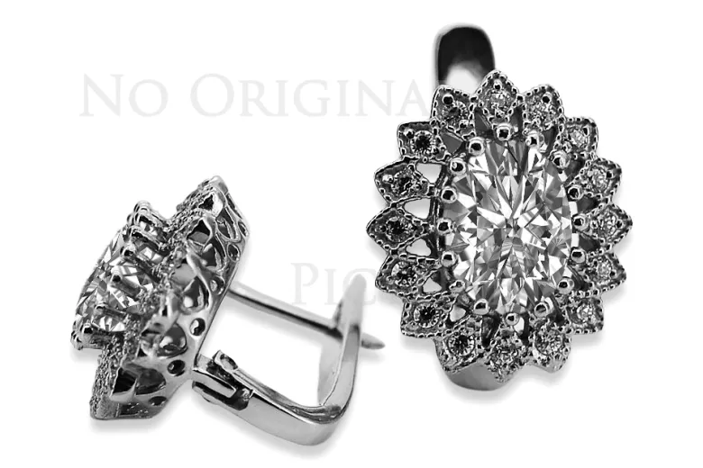 Boucles d'oreilles luxueuses en Or blanc 14 carats, Réglag 585 vec125w Vintage