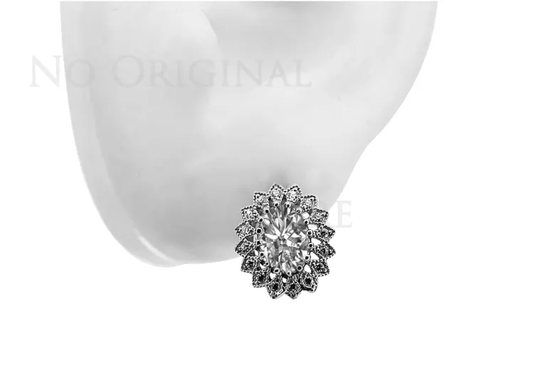 Boucles d'oreilles luxueuses en Or blanc 14 carats, Réglag 585 vec125w Vintage