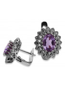 14K White Gold Amethyst Hoop Earrings for Women vec125w