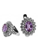 14K White Gold Amethyst Hoop Earrings for Women vec125w