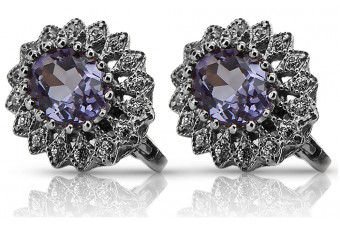 Chic 14K White Gold Earrings Adorned with Alexandrite vec125w