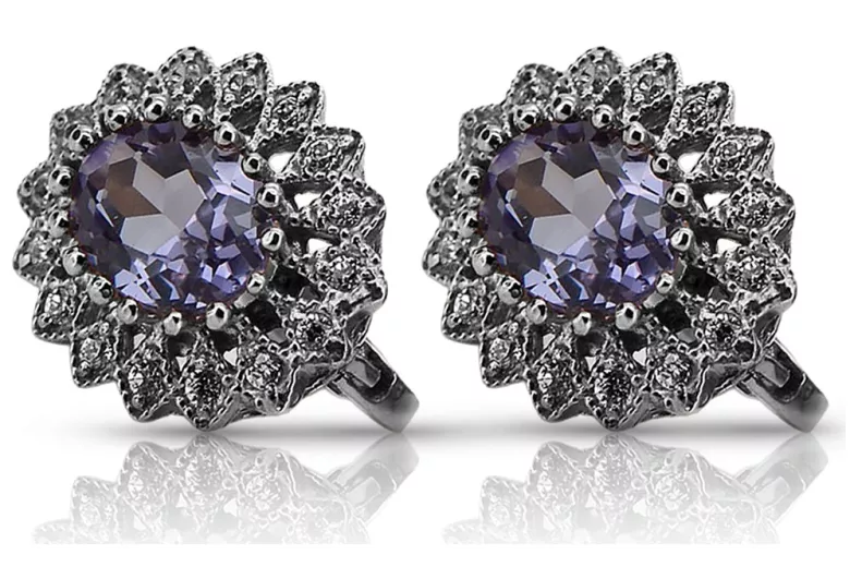 Chic 14K White Gold Earrings Adorned with Alexandrite vec125w