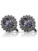 Or blanc 14 carats, Boucles d'oreilles alexandrites luxueuses 585 vec125w. Vintage