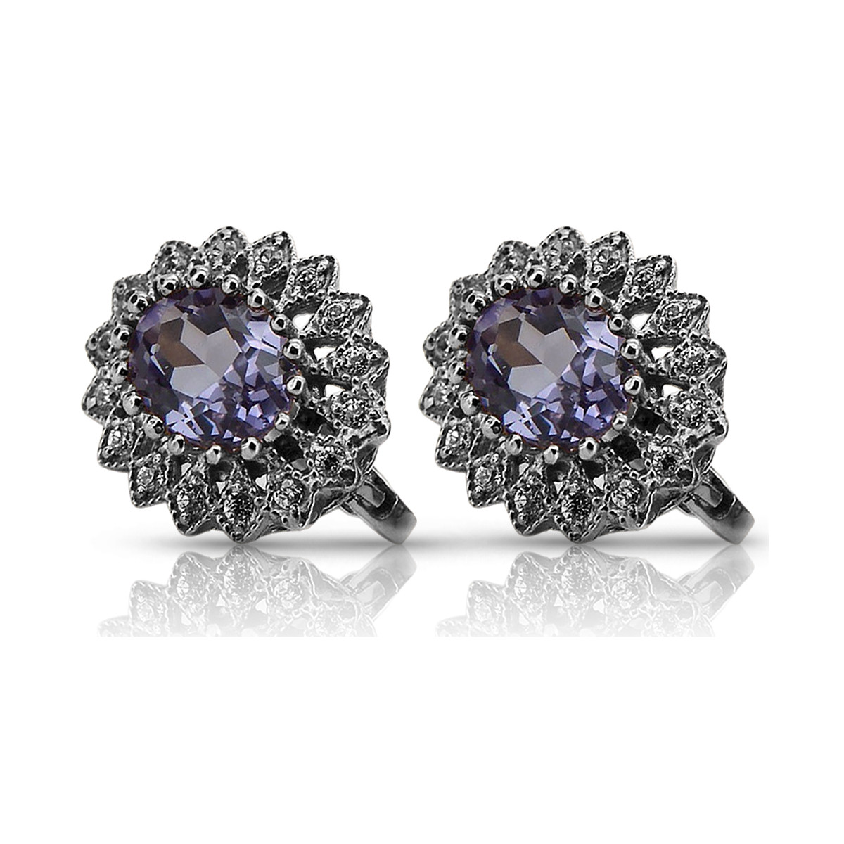 Chic 14K White Gold Earrings Adorned with Alexandrite vec125w