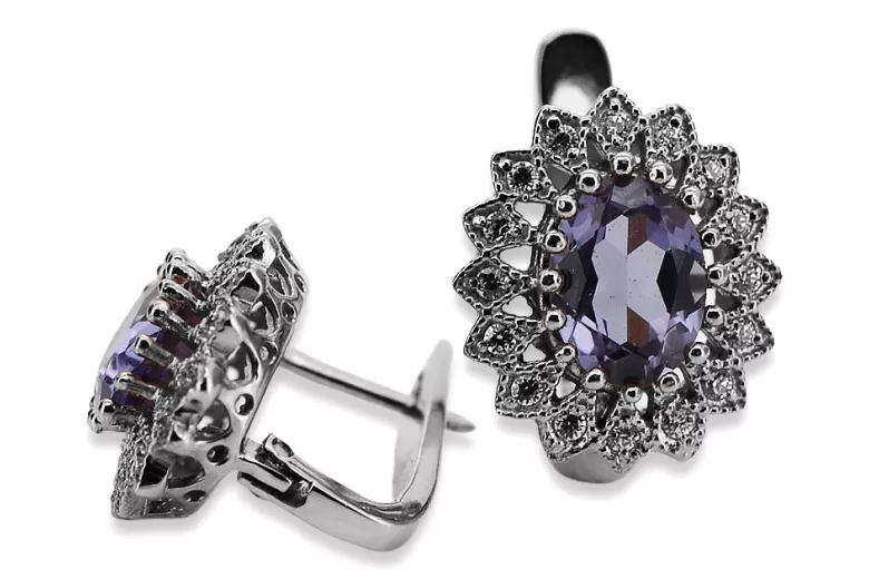 Chic 14K White Gold Earrings Adorned with Alexandrite vec125w