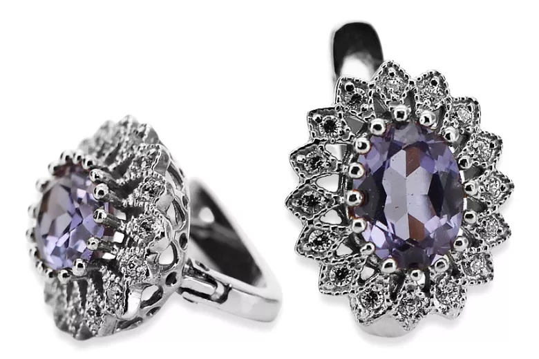 Chic 14K White Gold Earrings Adorned with Alexandrite vec125w