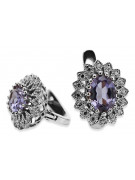 Or blanc 14 carats, Boucles d'oreilles alexandrites luxueuses 585 vec125w. Vintage